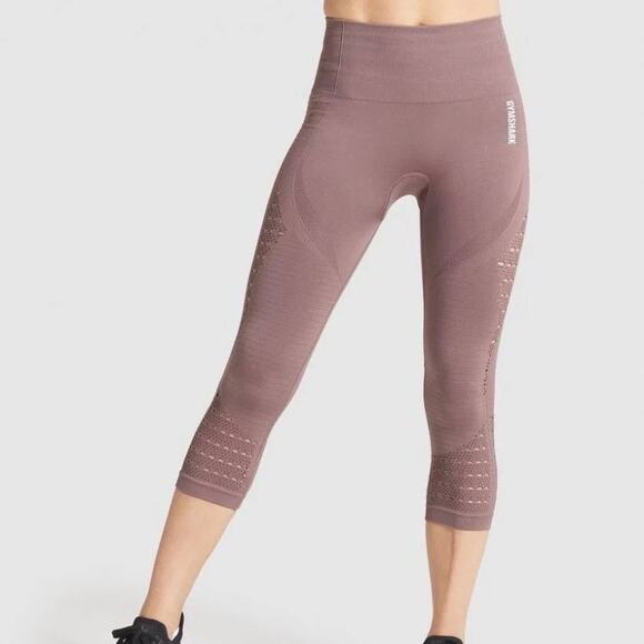 Gymshark Energy Seamless Cropped Leggings Tights Purple Athletic Size Small - Picture 1 of 9